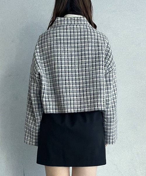 OLIVE des OLIVE（オリーブデオリーブ）の「ツイードジャケット（テーラードジャケット・レディース・オフホワイト/ブラック・FREE）」の5枚目の写真