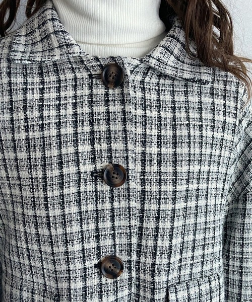 OLIVE des OLIVE（オリーブデオリーブ）の「ツイードジャケット（テーラードジャケット・レディース・オフホワイト/ブラック・FREE）」の7枚目の写真