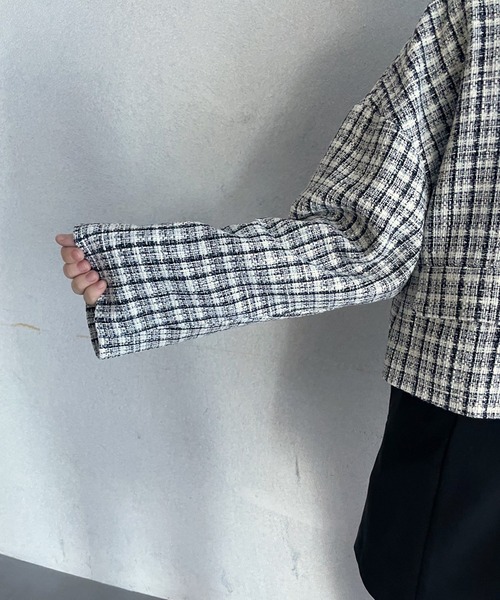 OLIVE des OLIVE（オリーブデオリーブ）の「ツイードジャケット（テーラードジャケット・レディース・オフホワイト/ブラック・FREE）」の8枚目の写真