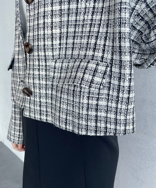 OLIVE des OLIVE（オリーブデオリーブ）の「ツイードジャケット（テーラードジャケット・レディース・オフホワイト/ブラック・FREE）」の9枚目の写真