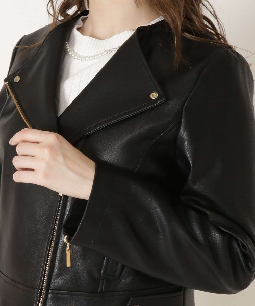WILLSELECTION（ウィルセレクション）の「ショートライダースジャケット（ライダースジャケット・レディース・ブラック/ベージュ/ピンク・MEDIUM）」の9枚目の写真