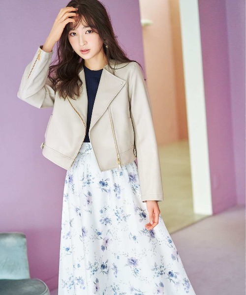 WILLSELECTION（ウィルセレクション）の「ショートライダースジャケット（ライダースジャケット・レディース・ブラック/ベージュ/ピンク・MEDIUM）」の4枚目の写真