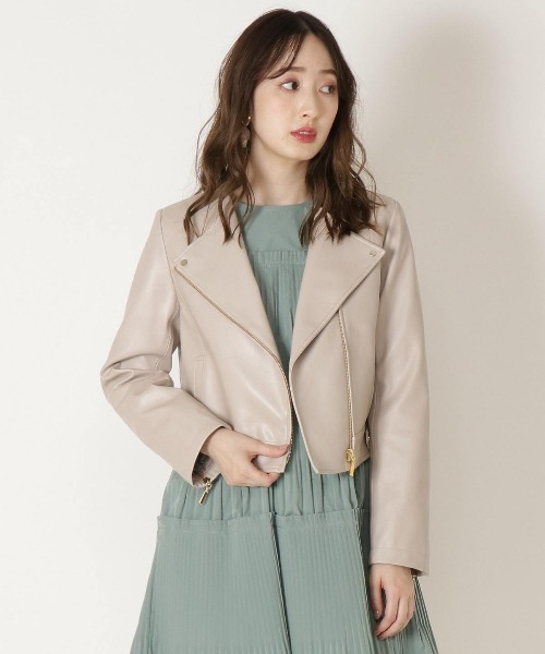 WILLSELECTION（ウィルセレクション）の「ショートライダースジャケット（ライダースジャケット・レディース・ブラック/ベージュ/ピンク・MEDIUM）」の6枚目の写真