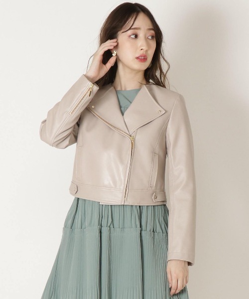 WILLSELECTION（ウィルセレクション）の「ショートライダースジャケット（ライダースジャケット・レディース・ブラック/ベージュ/ピンク・MEDIUM）」の12枚目の写真