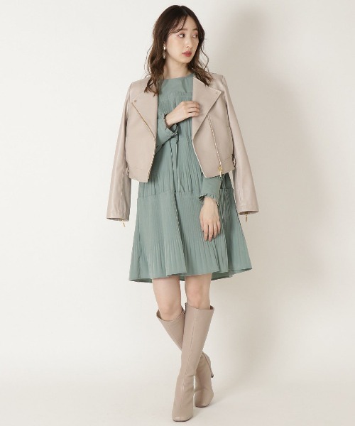 WILLSELECTION（ウィルセレクション）の「ショートライダースジャケット（ライダースジャケット・レディース・ブラック/ベージュ/ピンク・MEDIUM）」の5枚目の写真