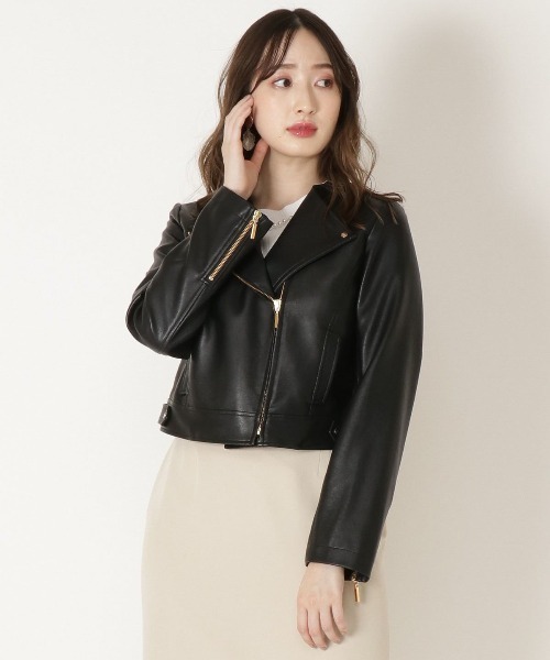 WILLSELECTION（ウィルセレクション）の「ショートライダースジャケット（ライダースジャケット・レディース・ブラック/ベージュ/ピンク・MEDIUM）」の11枚目の写真