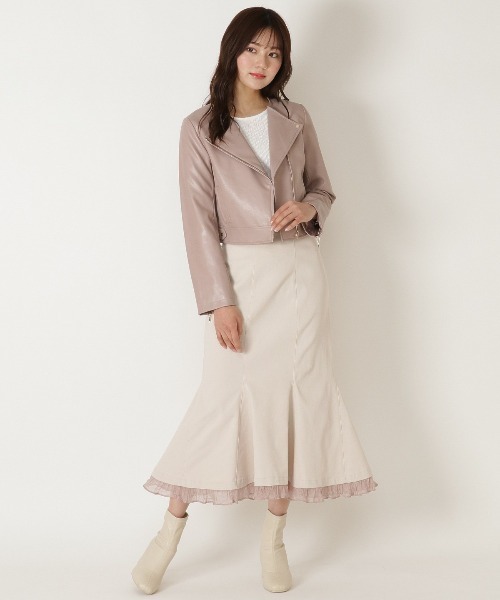 WILLSELECTION（ウィルセレクション）の「ショートライダースジャケット（ライダースジャケット・レディース・ブラック/ベージュ/ピンク・MEDIUM）」の21枚目の写真