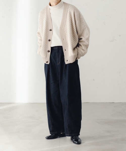 epnok（エプノック）の「ヘリンボーンショートカーデ（カーディガン/ボレロ・メンズ・ブラウン/ライトベージュ/グレイッシュブルー・SMALL/MEDIUM/LARGE）」の9枚目の写真