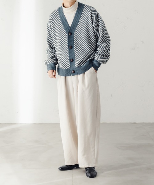 epnok（エプノック）の「ヘリンボーンショートカーデ（カーディガン/ボレロ・メンズ・ブラウン/ライトベージュ/グレイッシュブルー・SMALL/MEDIUM/LARGE）」の17枚目の写真