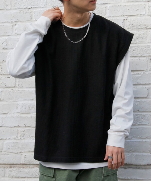 DISCOAT（ディスコート）の「縦柄ベストアンサンブル（アンサンブル・メンズ・ブラック/モスグリーン/グレイッシュベージュ・MEDIUM/LARGE）」の2枚目の写真