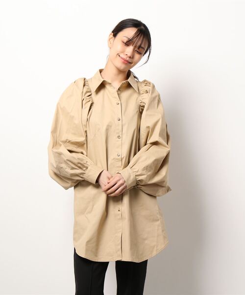 STYLEBLOCK（スタイルブロック）の「高密度ツイルドルマンギャザーブラウス（シャツ/ブラウス・レディース・グリーン系その他/ホワイト系その他/ベージュ/ピンク・M）」の7枚目の写真