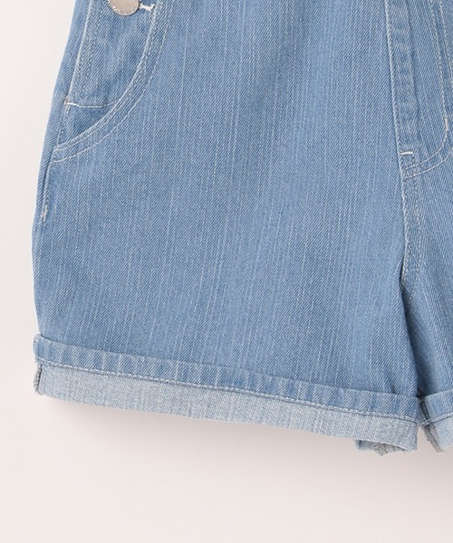 LOVETOXIC（ラブトキシック）の「ショートサロペット（サロペット/オーバーオール・キッズ・グレー/オフホワイト/サックスブルー・M/S/SS/L）」の9枚目の写真