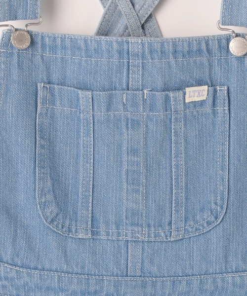 LOVETOXIC（ラブトキシック）の「ショートサロペット（サロペット/オーバーオール・キッズ・グレー/オフホワイト/サックスブルー・M/S/SS/L）」の10枚目の写真