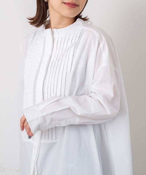 PICHI(ピイチ)の「バックリボンノーカラーロングシャツワンピース(シャツワンピース・レディース・ホワイト/ブラック・M)」の12枚目の写真