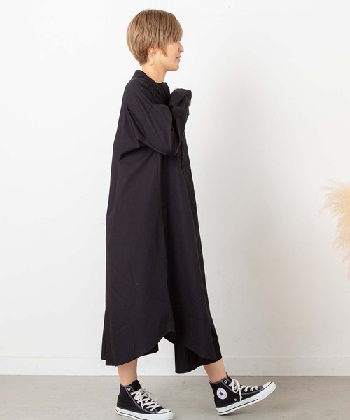 PICHI(ピイチ)の「バックリボンノーカラーロングシャツワンピース(シャツワンピース・レディース・ホワイト/ブラック・M)」の18枚目の写真