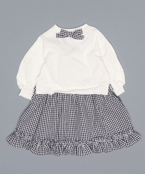 petit main（プティマイン）の「【リンク】ベアードッキングワンピース（ワンピース・キッズ・エメラルド/アイボリー・80ｃｍ/90cm/100cm/110cm/120cm/130cm）」の3枚目の写真