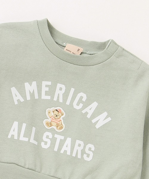 petit main（プティマイン）の「【リンク】ベアードッキングワンピース（ワンピース・キッズ・エメラルド/アイボリー・80ｃｍ/90cm/100cm/110cm/120cm/130cm）」の6枚目の写真