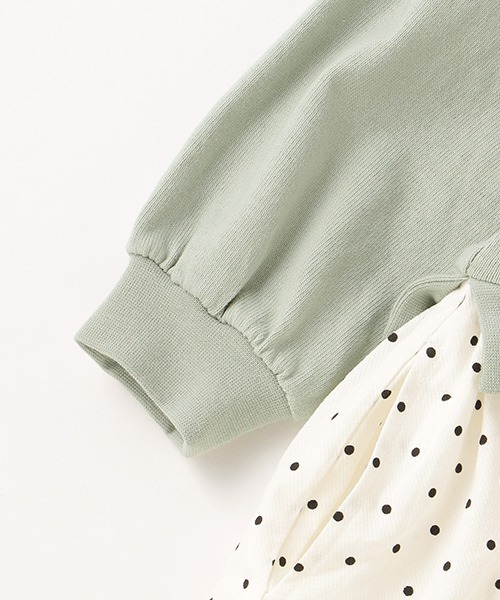 petit main（プティマイン）の「【リンク】ベアードッキングワンピース（ワンピース・キッズ・エメラルド/アイボリー・80ｃｍ/90cm/100cm/110cm/120cm/130cm）」の7枚目の写真