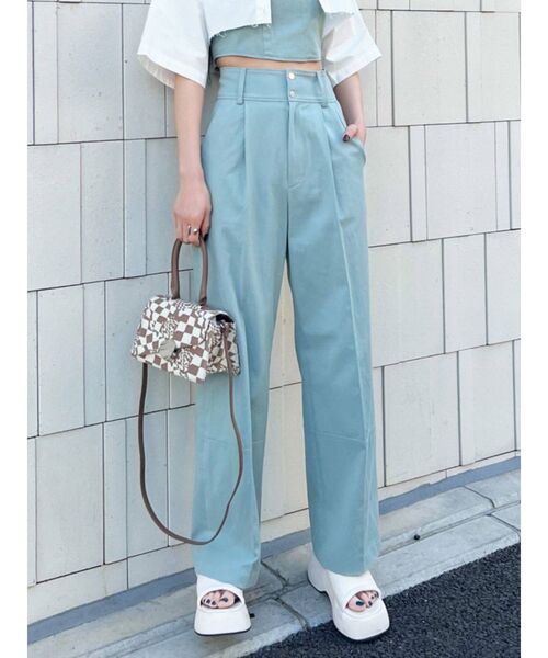 EMODA（エモダ）の「ハイウエストセミワイドパンツ（その他パンツ・レディース・ベージュ/ブラック/ブルー/アイボリー・MEDIUM/SMALL）」の4枚目の写真