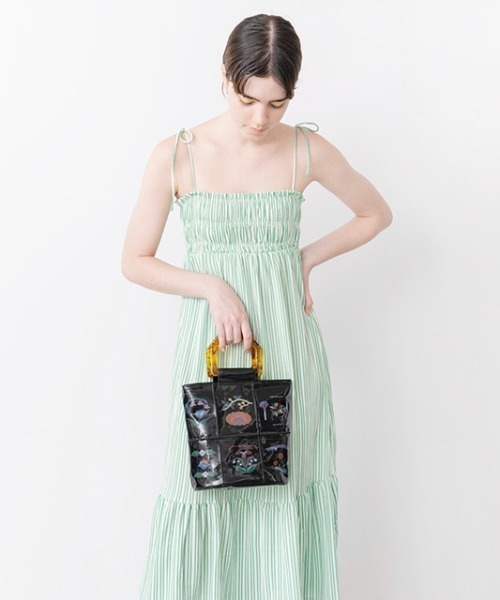 Casselini（キャセリーニ）の「【emiumigumi×Casselini】Casselini(キャセリーニ)刺繍プリントバッグ（ハンドバッグ・レディース・ブラック/パープル・FREE）」の17枚目の写真