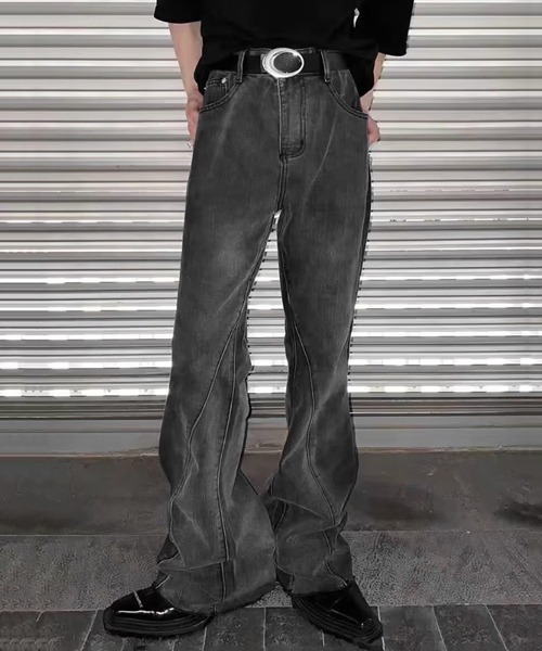 NOWLE（ノウル）の「【NOWLE】スリム ストレート フレア デニムパンツ（デニムパンツ・メンズ・ダークインディゴブルー/ブラック・MEDIUM/LARGE/X-LARGE/SMALL）」の14枚目の写真