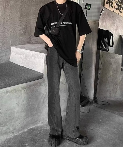 NOWLE（ノウル）の「【NOWLE】スリム ストレート フレア デニムパンツ（デニムパンツ・メンズ・ダークインディゴブルー/ブラック・MEDIUM/LARGE/X-LARGE/SMALL）」の15枚目の写真