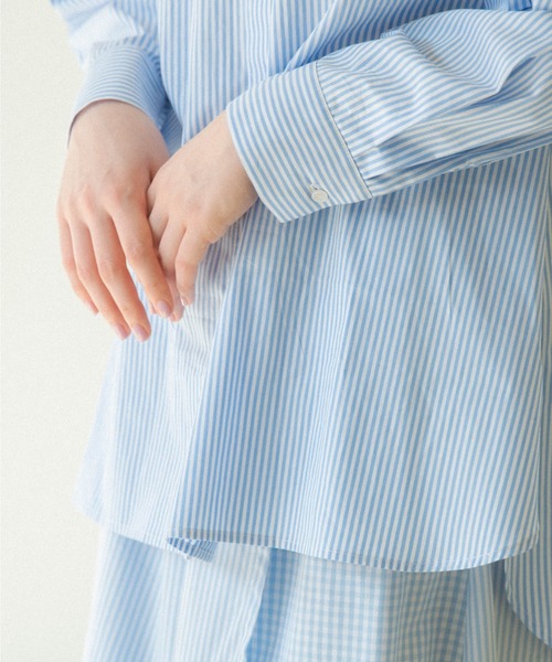 double collar stripe blouse/ダブルカラーストライプブラウス（シャツ