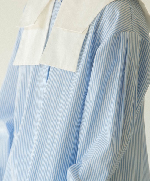 double collar stripe blouse/ダブルカラーストライプブラウス（シャツ