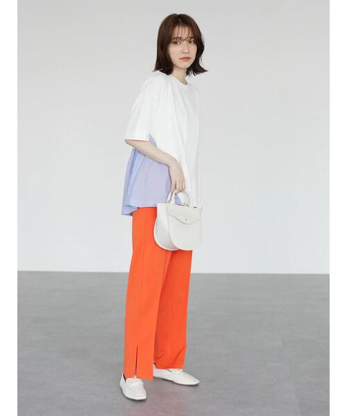 Green　Parks（グリーンパークス）の「裾フレアドッキングプルオーバー（Tシャツ/カットソー・レディース・ホワイト/ネイビー/グリーン・FREE）」の5枚目の写真