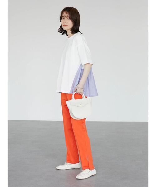 Green　Parks（グリーンパークス）の「裾フレアドッキングプルオーバー（Tシャツ/カットソー・レディース・ホワイト/ネイビー/グリーン・FREE）」の6枚目の写真