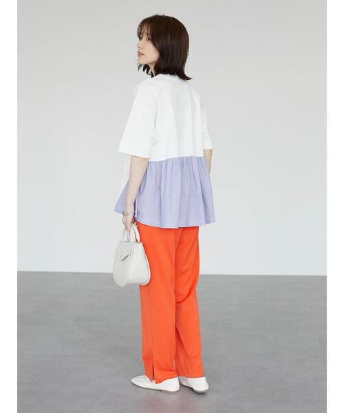 Green　Parks（グリーンパークス）の「裾フレアドッキングプルオーバー（Tシャツ/カットソー・レディース・ホワイト/ネイビー/グリーン・FREE）」の7枚目の写真