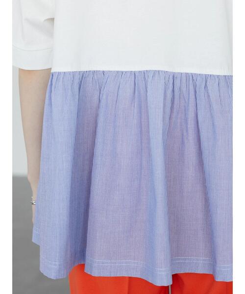 Green　Parks（グリーンパークス）の「裾フレアドッキングプルオーバー（Tシャツ/カットソー・レディース・ホワイト/ネイビー/グリーン・FREE）」の13枚目の写真