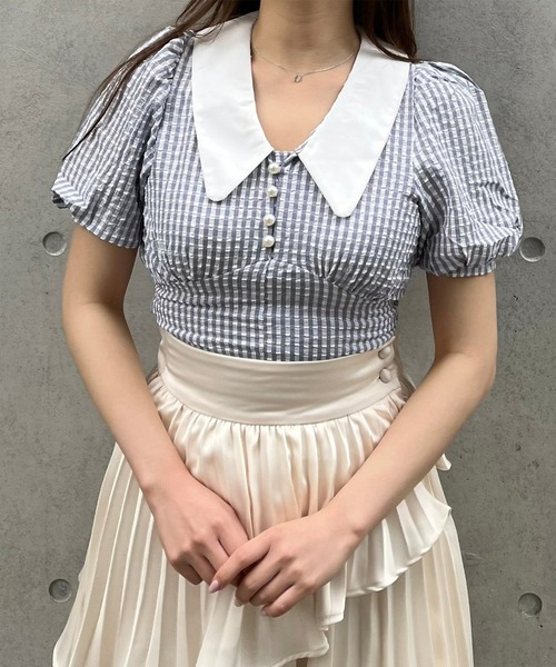 Voyage titty&Co.PETIT（ボヤージュティティアンドコープチ）の「【Voyage titty&Co. PETIT】サッカーチェックブラウス（シャツ/ブラウス・レディース・ブルー/グリーン/イエロー・FREE）」の19枚目の写真