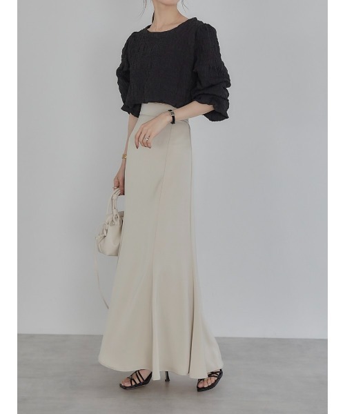 A AMEL（エイメル）の「volume sleeve emboss blouse black（シャツ/ブラウス・レディース・ブラック・FREE）」の8枚目の写真