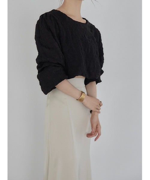 A AMEL（エイメル）の「volume sleeve emboss blouse black（シャツ/ブラウス・レディース・ブラック・FREE）」の13枚目の写真