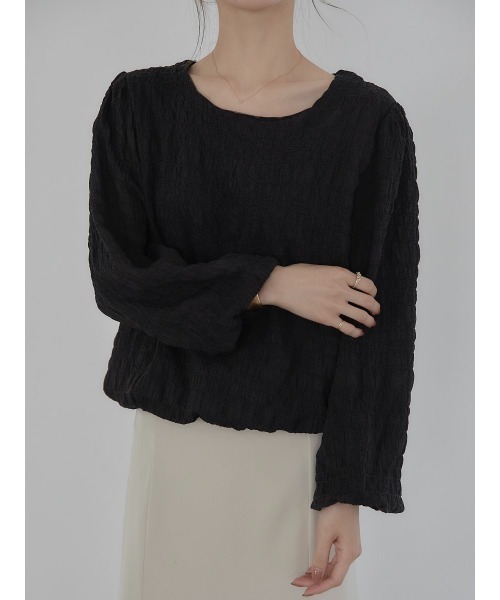 A AMEL（エイメル）の「volume sleeve emboss blouse black（シャツ/ブラウス・レディース・ブラック・FREE）」の19枚目の写真