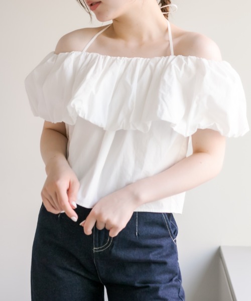 OLIVE des OLIVE(オリーブデオリーブ)の「バルーン衿オフショルプルオーバー(シャツ/ブラウス・レディース・オフホワイト/オレンジ/ベージュ・FREE)」の15枚目の写真