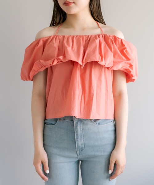 OLIVE des OLIVE(オリーブデオリーブ)の「バルーン衿オフショルプルオーバー(シャツ/ブラウス・レディース・オフホワイト/オレンジ/ベージュ・FREE)」の5枚目の写真