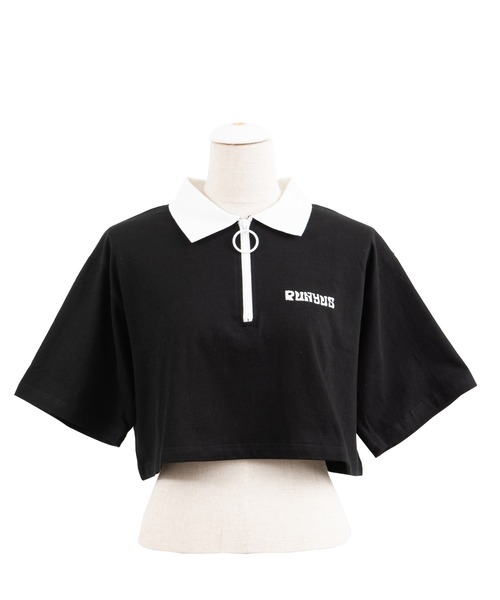 PUNYUS（プニュズ）の「ワンポイントハーフZIPポロシャツ（ポロシャツ・レディース・ベージュ/グリーン/オフホワイト/ブラック・2/1/3/4）」の9枚目の写真