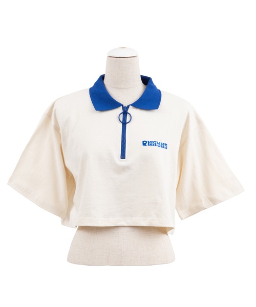PUNYUS（プニュズ）の「ワンポイントハーフZIPポロシャツ（ポロシャツ・レディース・ベージュ/グリーン/オフホワイト/ブラック・2/1/3/4）」の11枚目の写真