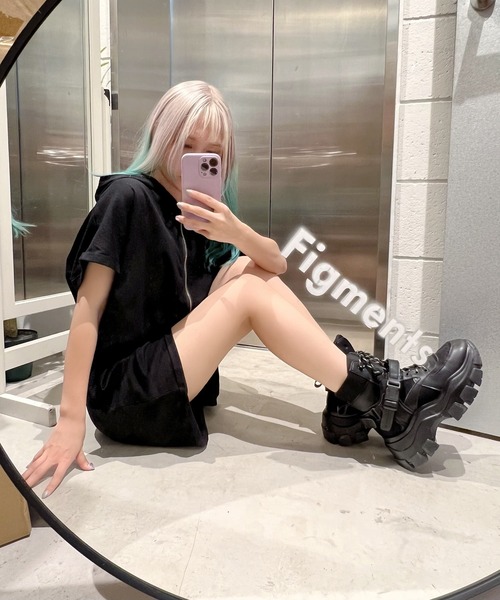 Figments（フィグメンツ）の「カットロンパース（サロペット/オーバーオール・レディース・ブラック/グレー・FREE）」の12枚目の写真