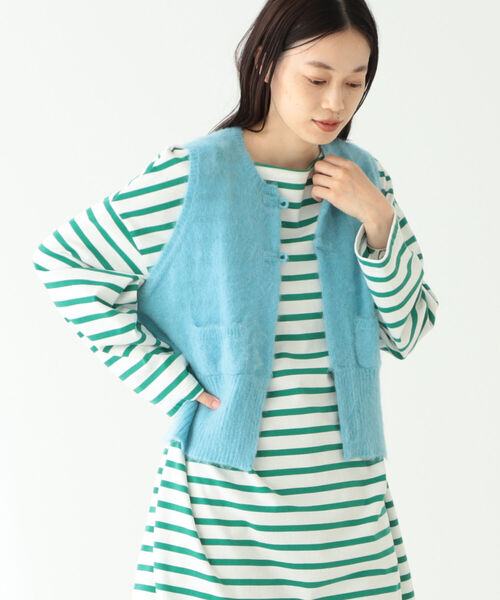 BEAMS BOY 水色 ニットベスト BEAMS BOY（ビームスボーイ）の「BEAMS BOY / チャイナボタン ベスト