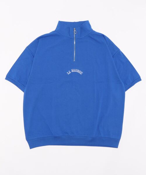 VIBGYOR(ヴィブジョー)の「ハーフZIP 刺繍 半袖 Hi/N(BEY)(Tシャツ/カットソー・メンズ・ロイヤルブルー/ブラック/アッシュグレー・MEDIUM/LARGE)」の3枚目の写真