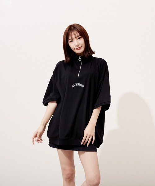 VIBGYOR(ヴィブジョー)の「ハーフZIP 刺繍 半袖 Hi/N(BEY)(Tシャツ/カットソー・メンズ・ロイヤルブルー/ブラック/アッシュグレー・MEDIUM/LARGE)」の1枚目の写真
