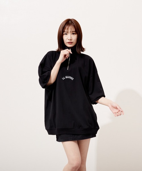 VIBGYOR(ヴィブジョー)の「ハーフZIP 刺繍 半袖 Hi/N(BEY)(Tシャツ/カットソー・メンズ・ロイヤルブルー/ブラック/アッシュグレー・MEDIUM/LARGE)」の8枚目の写真