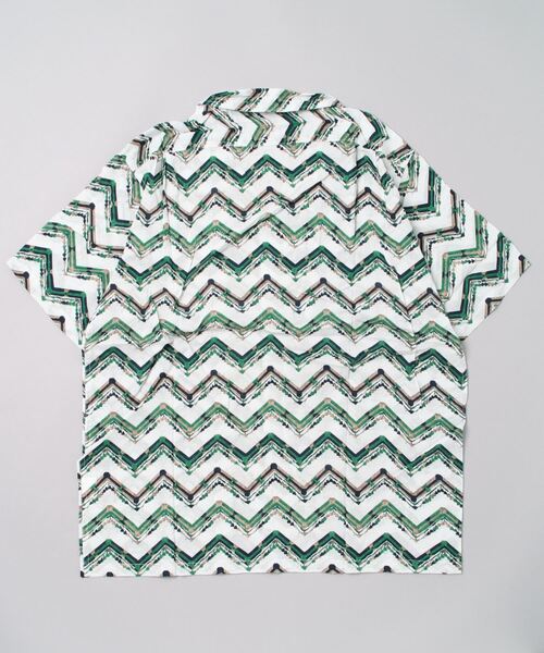 hardcover（ハードカバー）の「hardcover/半袖開襟シャツジグザグ（シャツ/ブラウス・レディース・ホワイト/ネイビー・FREE）」の3枚目の写真