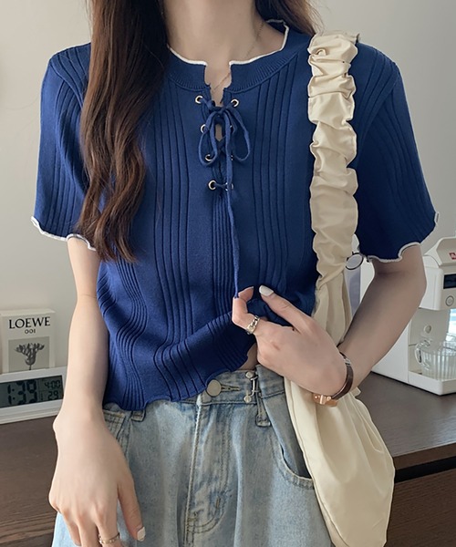メロウレースアップトップス（Tシャツ/カットソー）｜Girly Doll