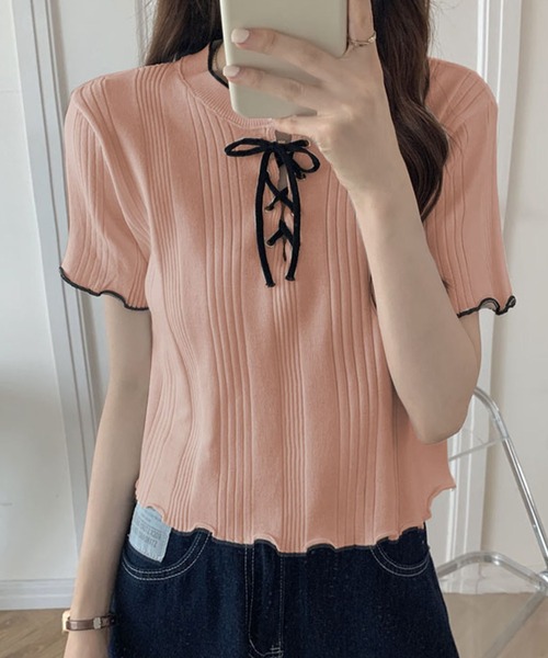 メロウレースアップトップス（Tシャツ/カットソー）｜Girly Doll