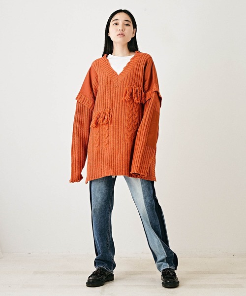 TOBILA（トビラ）の「11オンスデニムリメイク風ストレートパンツ（デニムパンツ・レディース・ブラック/インディゴブルー・M/L）」の13枚目の写真