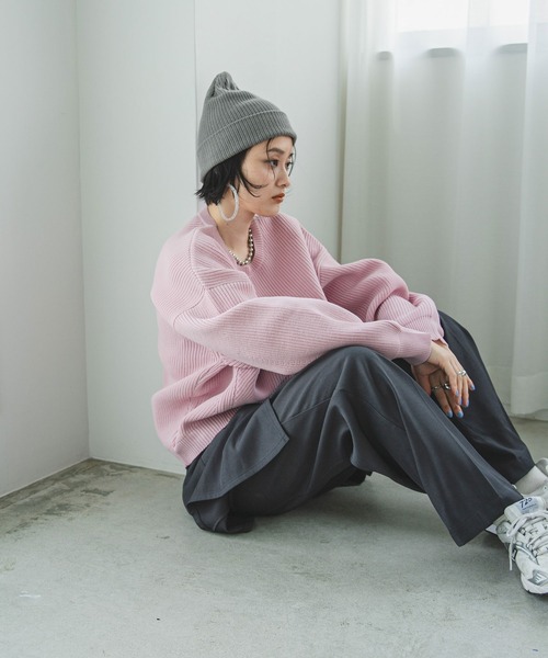 変形アーム前後差カラフルダンボールニット（ニット/セーター